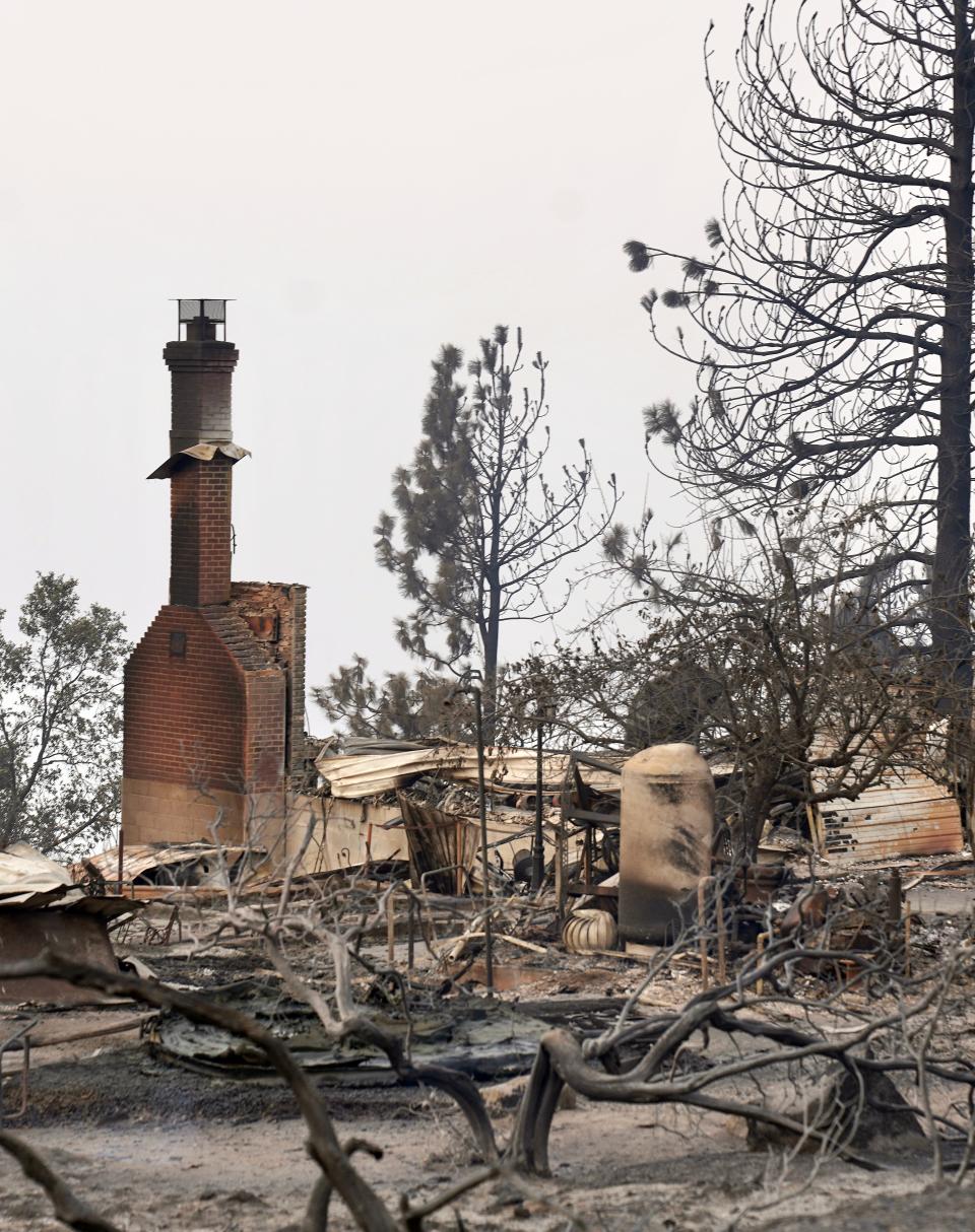 The remains of a house destroyed by the Creek Fire near Shaver Lake, California, on  Sept. 9, 2020.