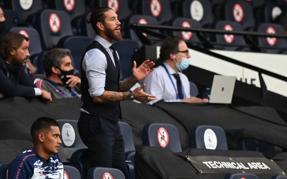 Real Madrid's Sergio Ramos during the UEFA Champions League Round of 16 second leg soccer match between Manchester City and Real Madrid in Manchester, Britain, 07 August 2020. - Shaun Botterill/POOL/EPA-EFE/Shutterstock