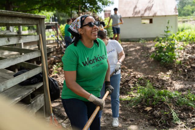 <p>Workiva</p> A Workiva volunteer in Ames, Iowa on the company-wide day of service.