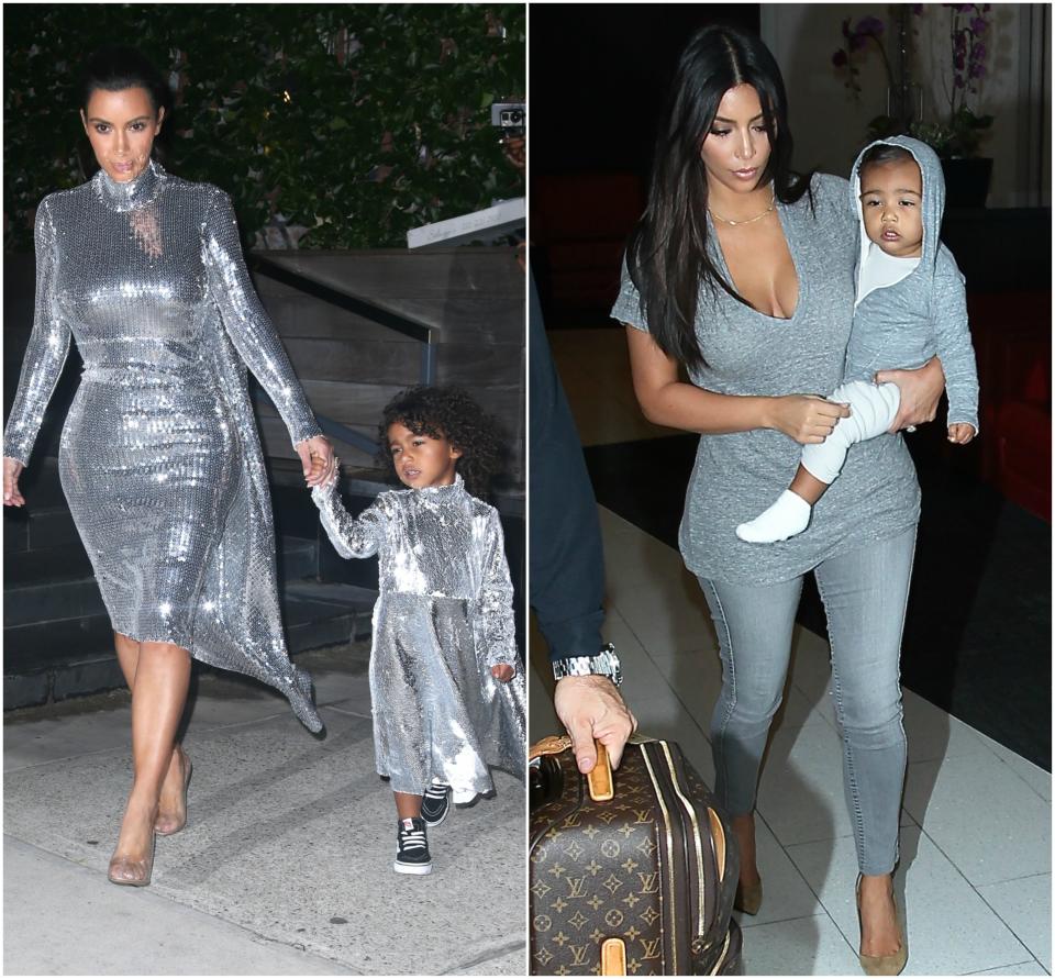 <p>Cuando va acompañada por la pequeña North, ya sea para asistir a una fiesta con un vestido de lo más brillante o para viajar con una sencilla camiseta, Kim Kardashian se combina perfectamente con su hija. (Foto: Gtres). </p>