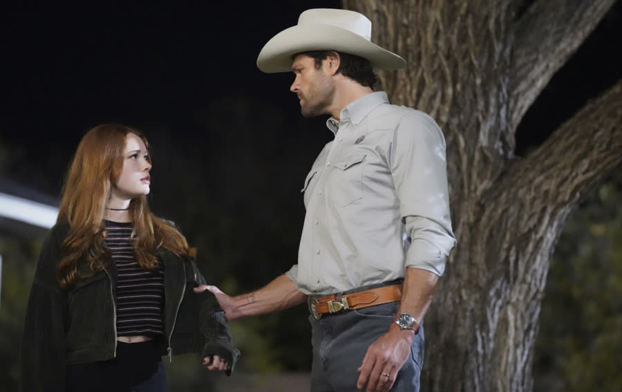  Pictured (L-R): Violet Brinson as Stella Walker and Jared Padalecki as Cordell Walker 