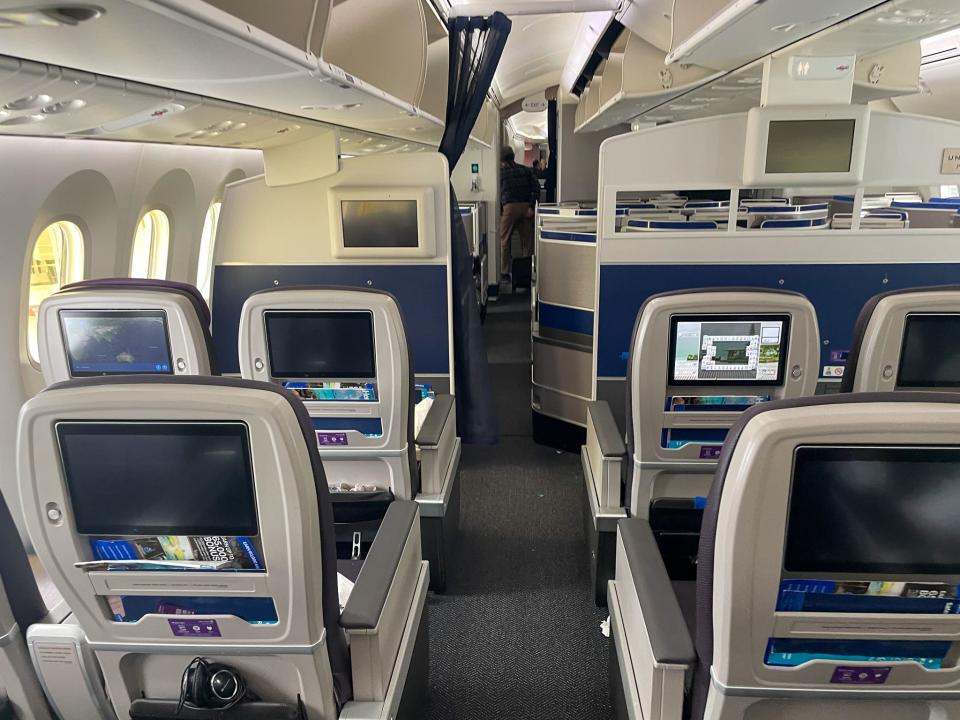 United's business-class cabin.