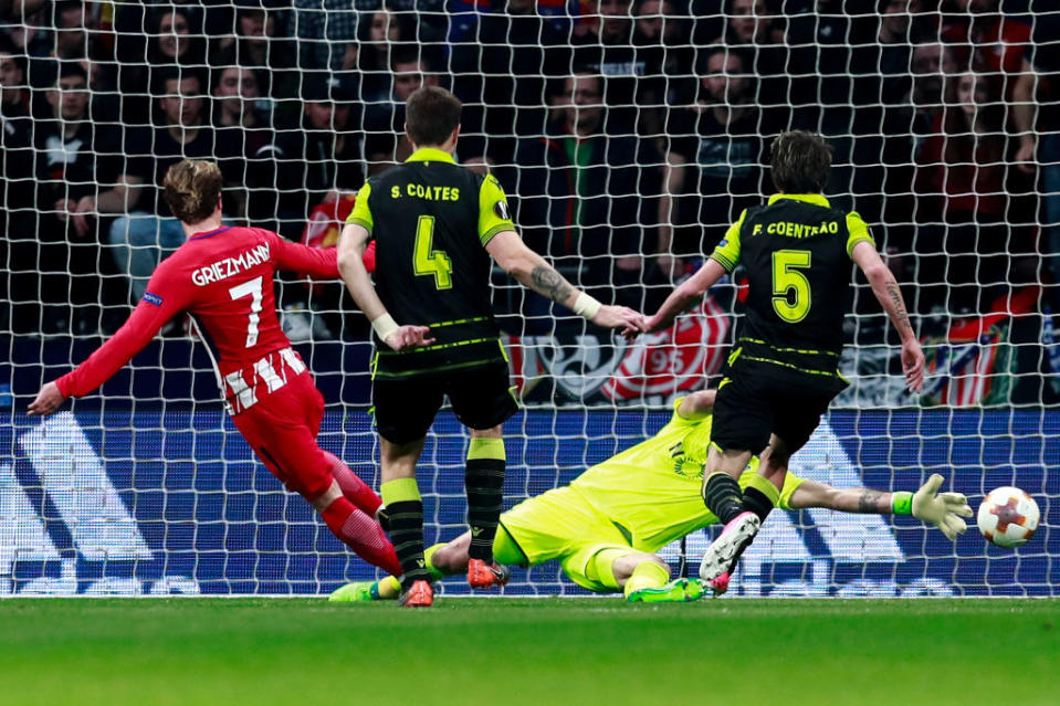 Antoine Griezmann makes it 2-0 to Atletico Madrid.