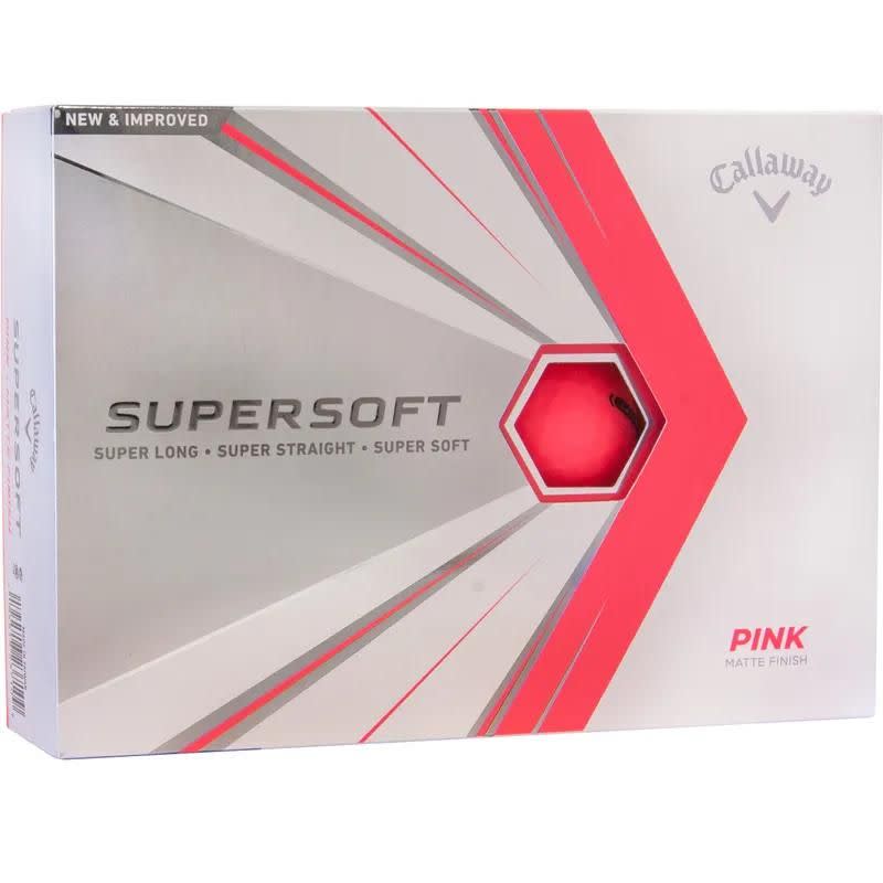 <p><a href="https://go.redirectingat.com?id=74968X1596630&url=https%3A%2F%2Fwww.golfballs.com%2FGolf-%2FBalls%2FCallaway-Golf-Supersoft-Pink-Golf-Balls_2.htm&sref=https%3A%2F%2F" rel="nofollow noopener" target="_blank" data-ylk="slk:Shop Now;elm:context_link;itc:0;sec:content-canvas" class="link ">Shop Now</a></p><p>Supersoft Pink Golf Balls (Set of 12)</p><p>golfballs.com</p><p>$19.99</p>