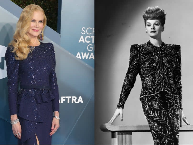 Nicole Kidman (left) portrays Lucille Ball (right) in an upcoming film (Left: Leon Bennett/Getty Images – Right: Keystone/Getty Images)