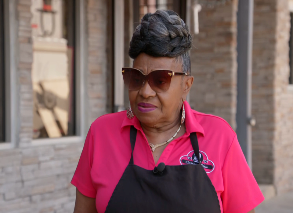 Image: Corinne Bradley-Powers, owner of Corinne's Place, a well-known soul food restaurant in Camden. (NBC News)