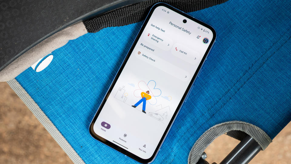 The Personal Safety app on a Google Pixel 8a