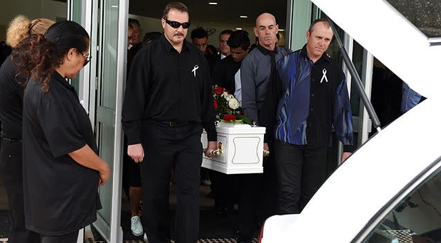 Mourners carry Tara's coffin. Picture: AAP