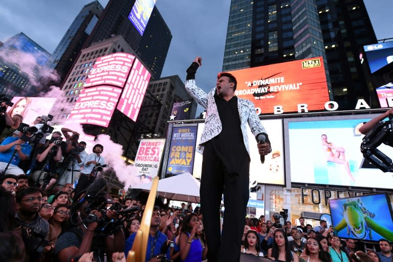 Indian TV host and MC Siddharth Kannan hosted the IIFA "Stomp" event in New York's Times Square