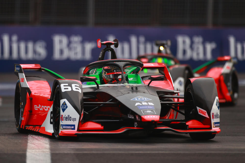 MEXICO CITY, MEXICO - FEBRUARY 15: Daniel Abt of Germany drives the (66) Audi Sport ABT Schaeffler during the E-Prix of Mexico City as part of the ABB FIA Formula E Championship 2019/2020 on February 15, 2020 in Mexico City, Mexico. (Photo by Hector Vivas/Getty Images)