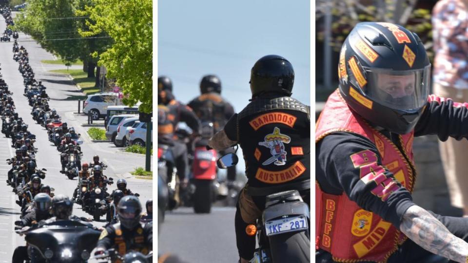 Hundreds of members of an outlaw bikie gang have descended on Ballarat.