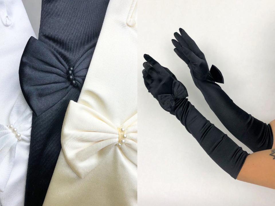 Vintage 1970s Satin Gloves