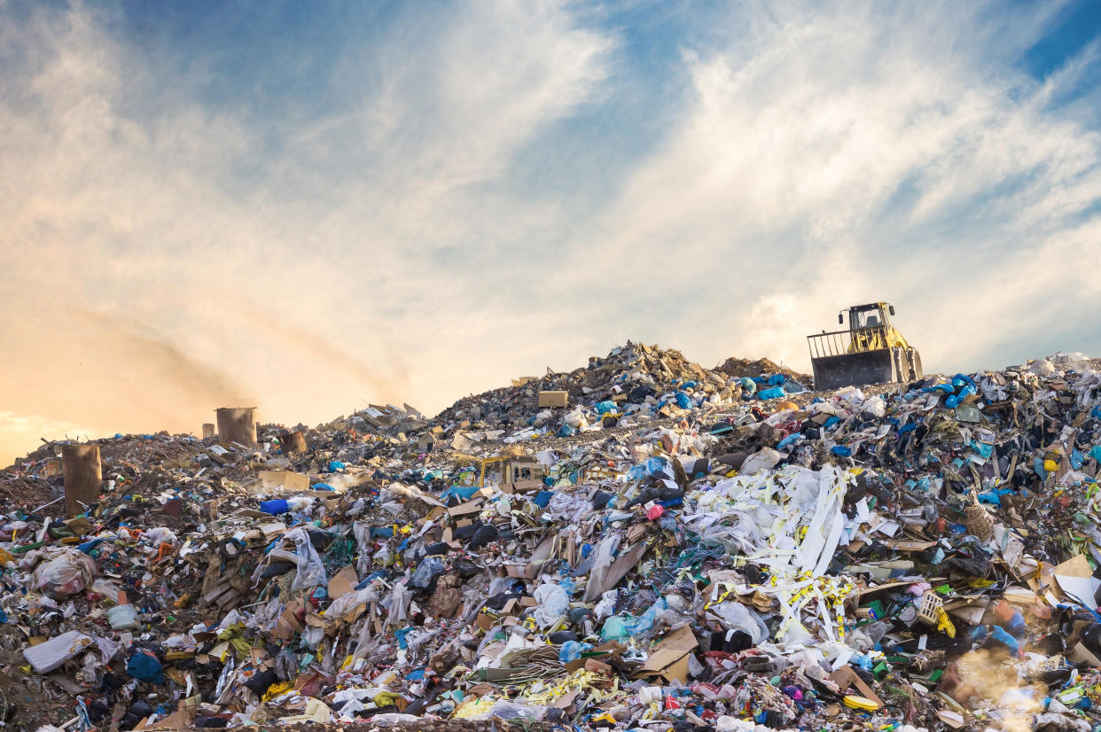 Garbage pile in landfill