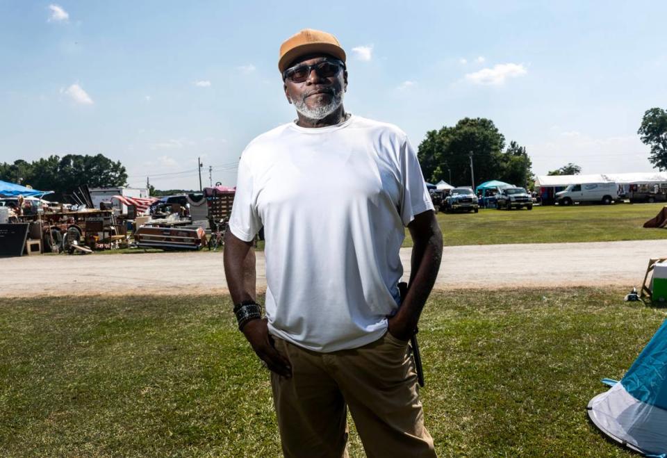 Ray Sharpe poses for a portrait in Wilson, N.C., at the 301 Endless Yard Sale Friday, June 14, 2024.