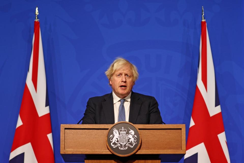 Prime Minister Boris Johnson held a press conference regarding ‘Plan B’ coronavirus measures on Wednesday (Adrian Dennis/PA). (PA Wire)