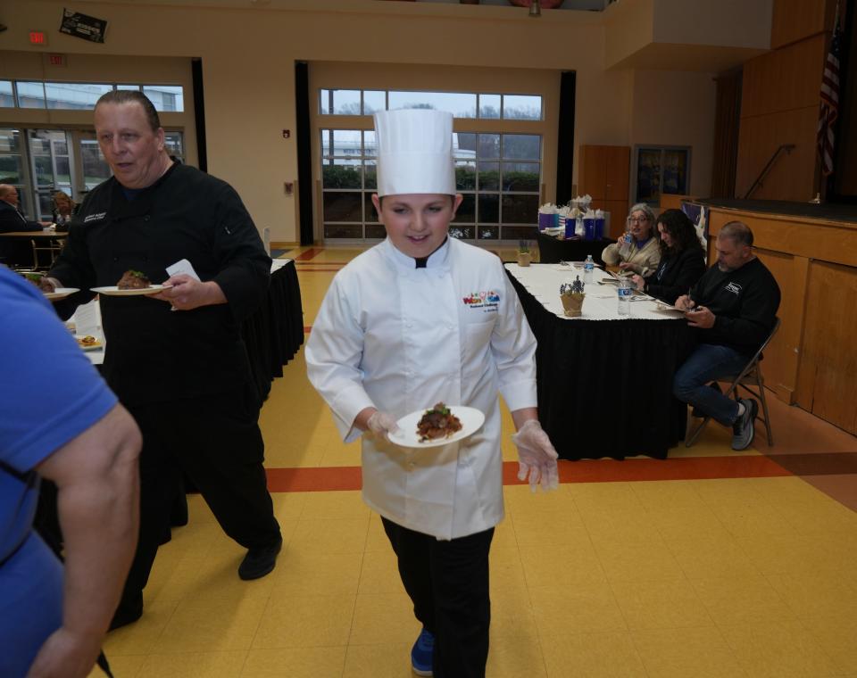 Wayne, NY - March 27, 2024 -- Anthony Wolke's entry, Mama's Meatloaf. Eleven students representing elementary schools in Wayne competed in a live cook-off of family recipes in the cafeteria at the Anthony Wayne Middle School for the Future Chefs National Challenge by Sodexo, a food services company.