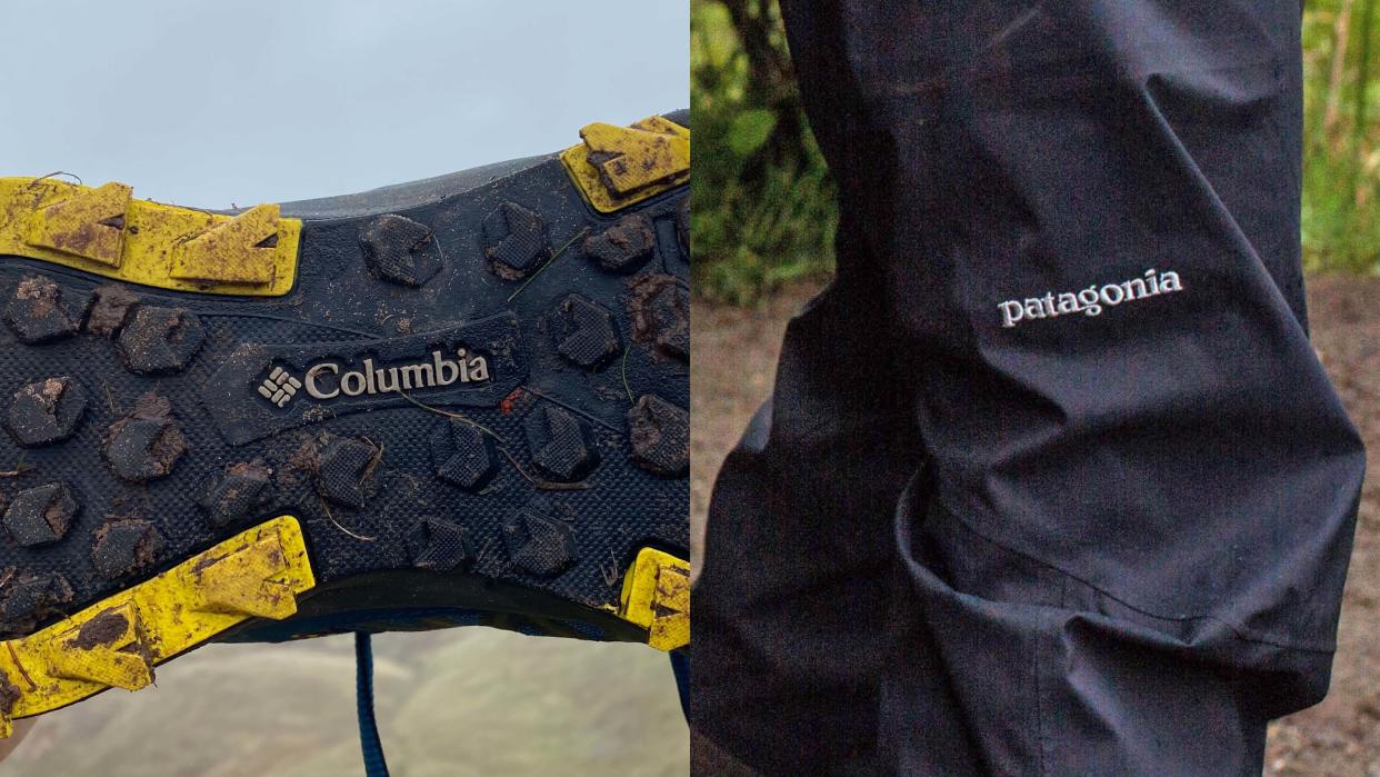  Patagonia vs Columbia: Columbia hiking shoes and Patagonia pants. 