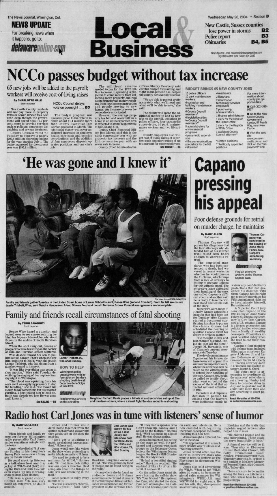 Page B1 of The News Journal from May 26, 2004.