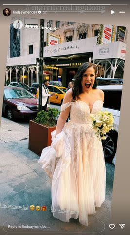 <p>Lindsay Mendez/ Instagram</p> Lindsay Mendez on her wedding day