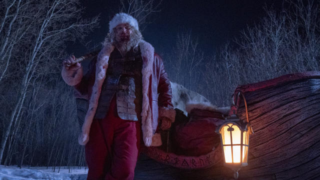 David Harbour plays a version of Santa Claus with blood on his hands in festive action movie Violent Night. (Universal Pictures)