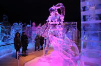 BRUGGE, BELGIUM - DECEMBER 05: Ice Sculptures are displayed at the Snow and Ice Sculpture Festival on December 5, 2012 in Brugge, Belgium. (Photo by Mark Renders/Getty Images)