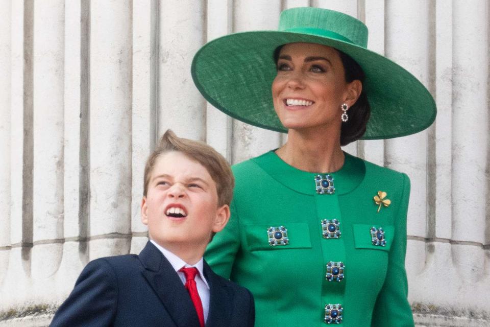 <p>Samir Hussein/WireImage</p> Prince George and Kate Middleton at Trooping the Colour in June 2023.