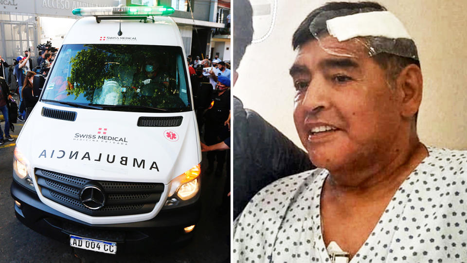 Diego Maradona, pictured here after undergoing brain surgery.