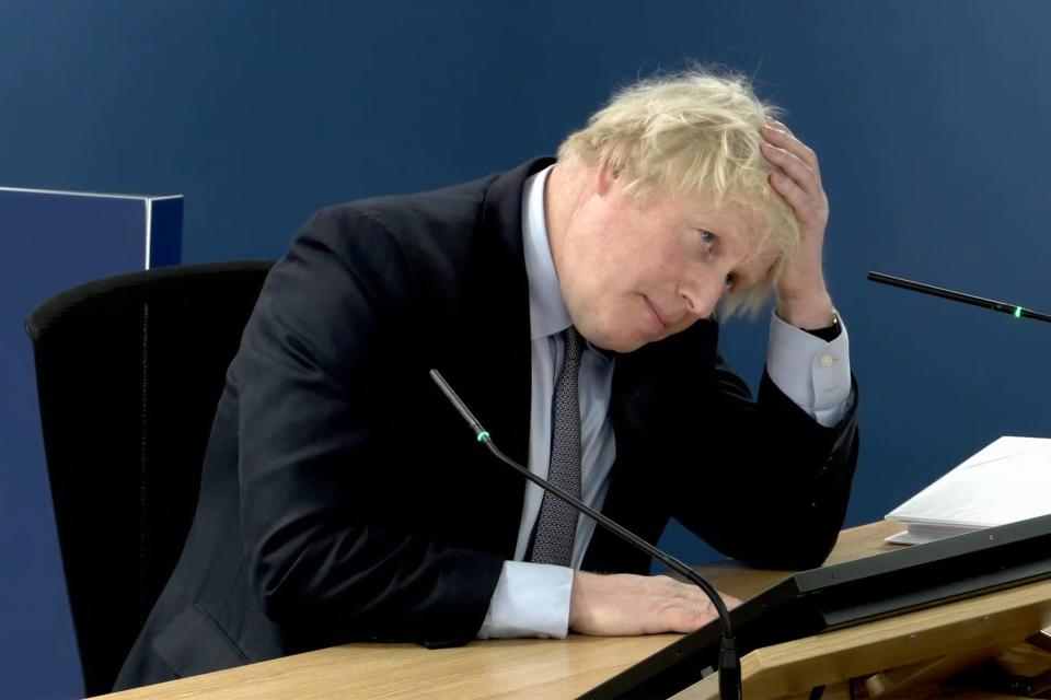 Boris Johnson giving evidence at Dorland House in London (UK Covid-19 Inquiry/PA)