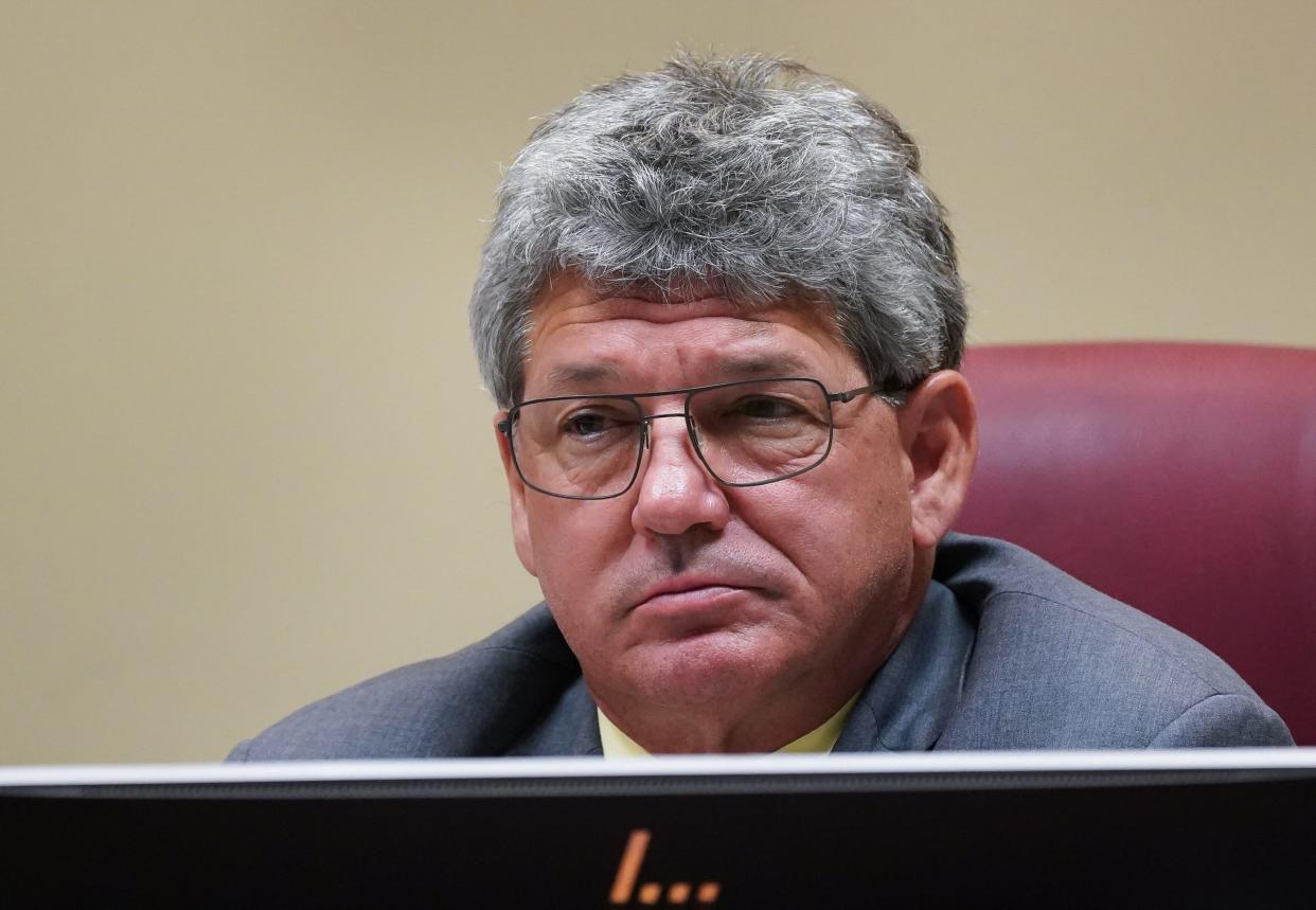 Manatee County Administrator Scott Hopes attends a commission meeting Wednesday in Bradenton.