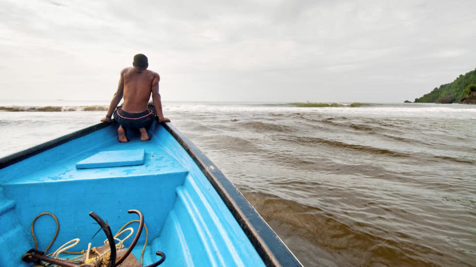 Pescadores en la isla de Trinidad