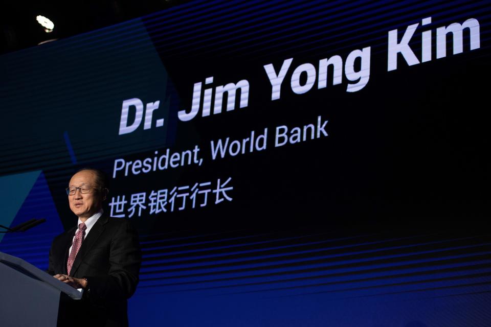 World Bank President Jim Yong Kim delivers a speech during the "reinvented toilet expo" in Beijing on Nov. 6, 2018. (Photo: Nicolas Asfouri/AFP/Getty Images)