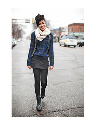 Outfit Idea #3: Cute Tights and Rugged Boots