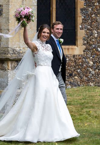 <p>TheImageDirect.com</p> Jack Mann and Isabella Clarke on their July 1 wedding day at St Peter's Church in Suffolk, England.
