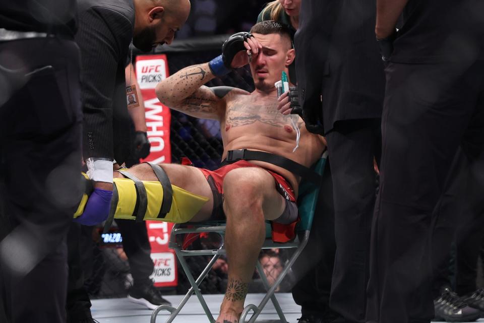 Aspinall suffered a freak injury against Curtis Blaydes in London one year ago (Getty Images)