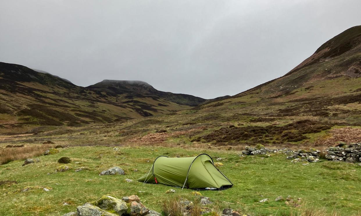 <span>Off grid adventure … Rhiannon Batten’s tent pitched near Loch Lednock.</span><span>Photograph: Rhiannon Batten</span>