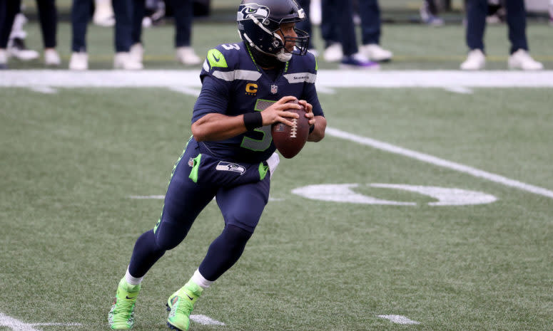 Seattle Seahawks quarterback Russell Wilson against the Giants.