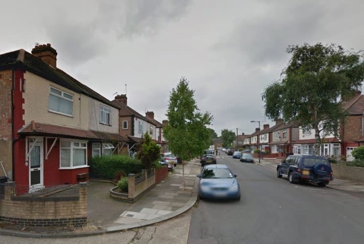 The attack happened on Densworth Grove, north London (Google Street View) 