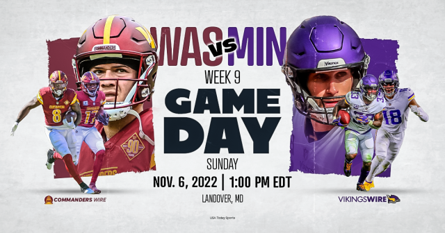 Commanders vs. Vikings TV schedule: Start time, TV channel, live stream,  odds for Week 9 - Hogs Haven