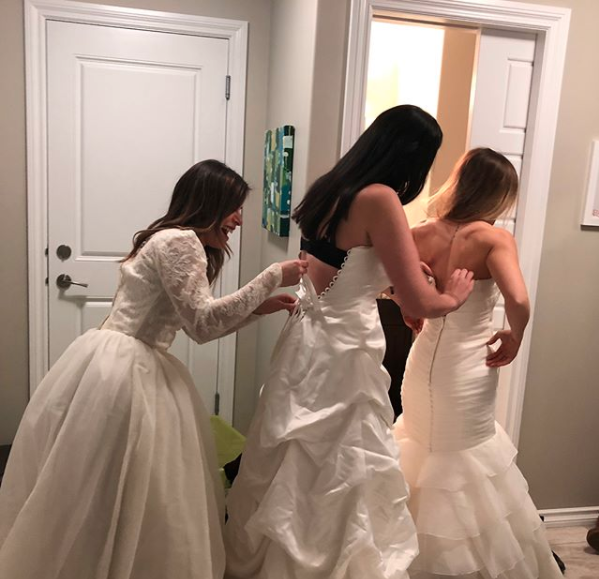 Everyone wore their wedding dresses to the party. Photo: Instagram/nicoleniesner