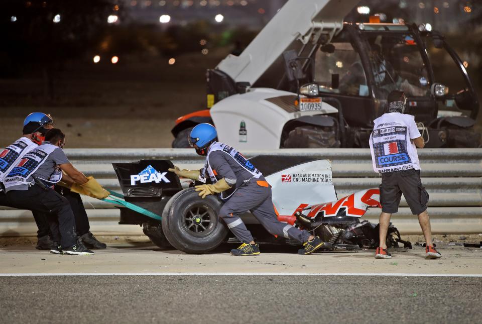 Grosjean’s car was ripped in twoPOOL/AFP via Getty Images