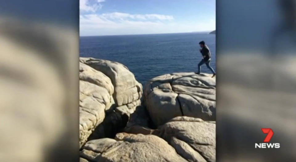 Two weeks ago a 20-year-old died after he was photographed running and jumping on the rocks. Source: 7 News
