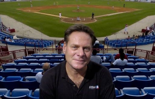 Sarasota Sports Facilities Manager Pat Calhoon poses for a portrait in Ed Smith Stadium as the Sarasota Reds take on the Clearwater Thrasers on Aug. 24, 2006. .