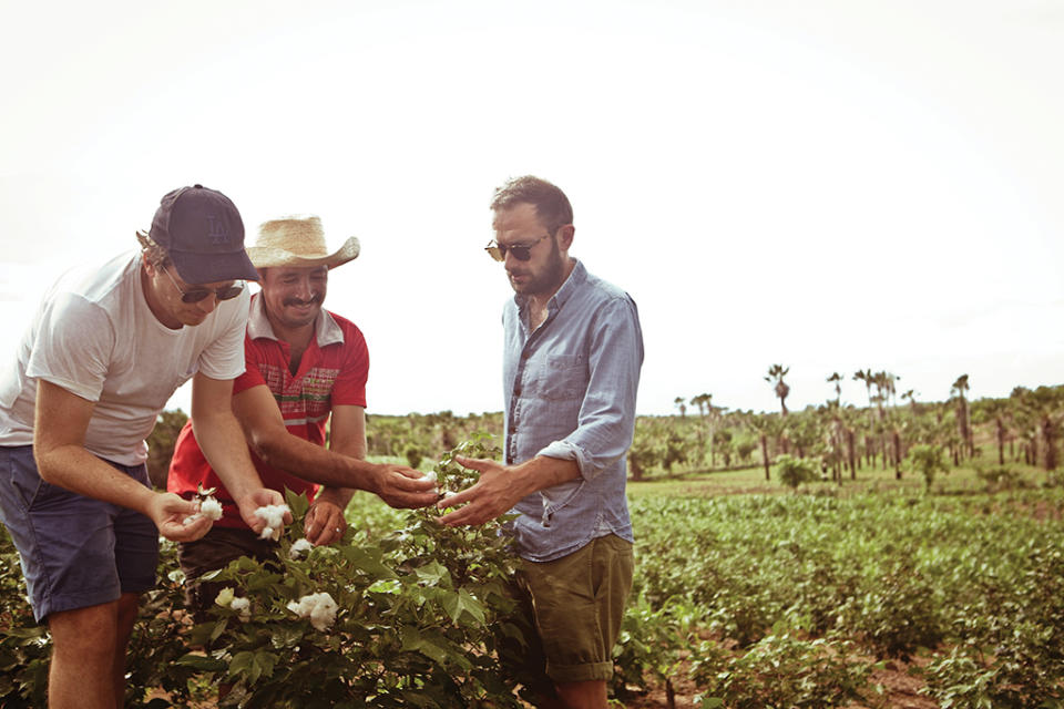 Sébastien Kopp in Brazil with organic cotton farmers. - Credit: Courtesy of Veja