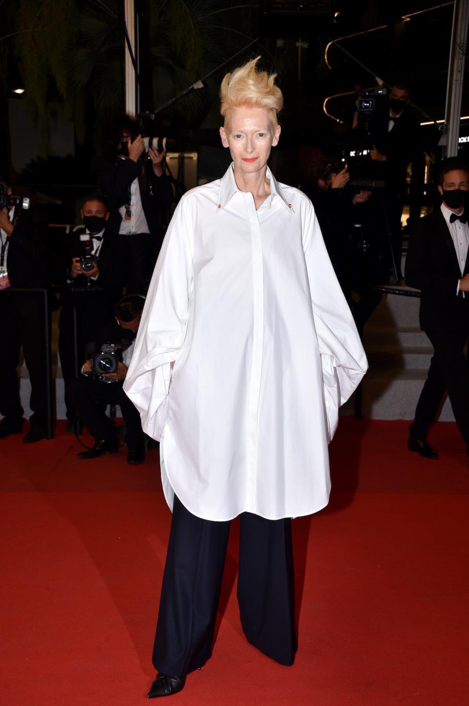Tilda Swinton at the 2021 Cannes Film Festival.