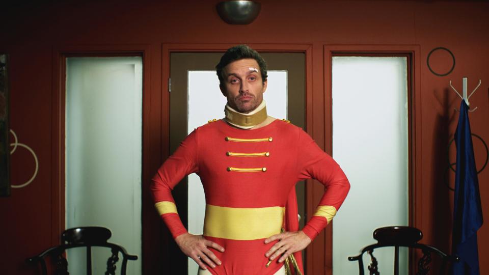 This publicity photo released by Beck Media & Marketing shows Rob Benedict in a scene from the short film “The Sidekick.” (AP Photo/Beck Media & Marketing, Steve Lubensky)