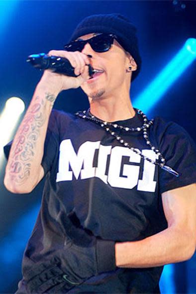 Dappy performing as a member of hip hop band N-Dubz