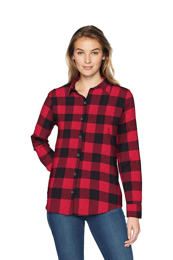 1) Classic-Fit Lightweight Plaid Flannel Shirt