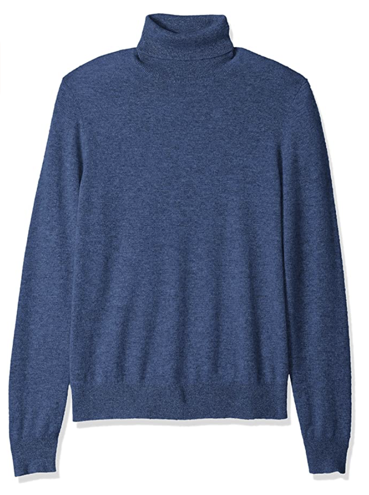 Blue cashmere turtleneck sweater