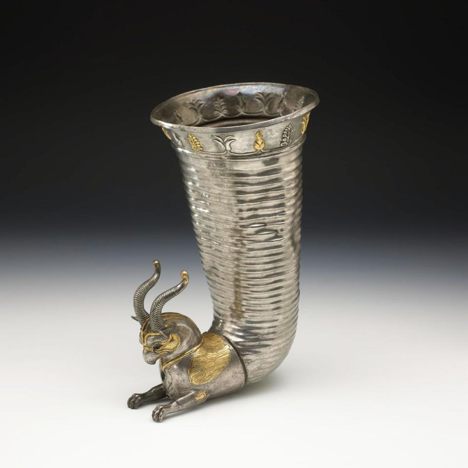 Gilt silver rhyton from Persia (The Trustees of the British Museum)