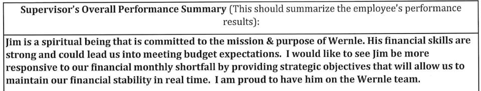 CEO Darrell Gordon gave this feedback to then-CFO James Cross in a Dec. 21, 2022, performance evaluation. In October, Wernle dismissed complaints about Gordon from Cross and another top staffer, calling them "under-performing" employees.